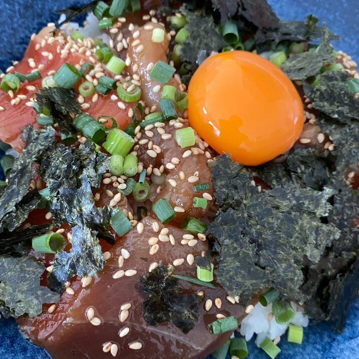 卵黄が光り輝く！漬け丼♡